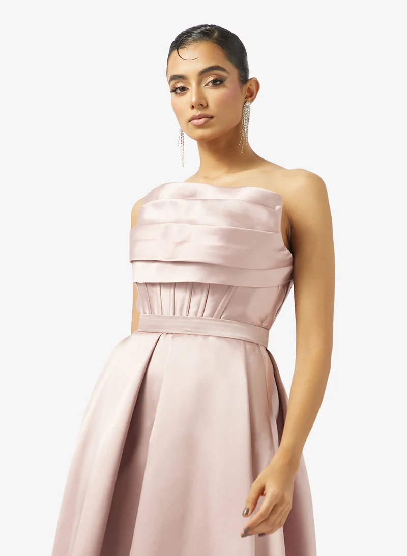 Akadia Fashion  COLD SHOULDER PLEATED BUST TAFFETA DRESS for Women | Best Price UAE